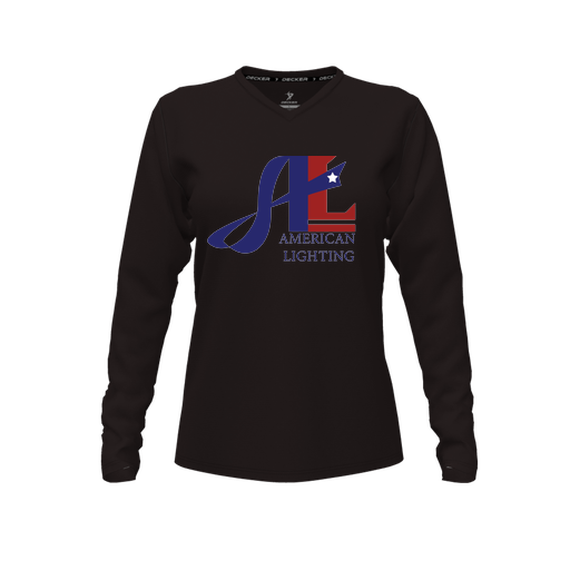 [FTLVCFBK-FYXS-LOGO1] Decker Comfort T-Shirt (Female Youth XS, Black, V Neck, Logo 1, Long Sleeve)