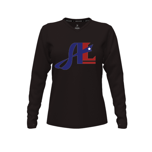 [FTLVCFBK-FYXS-LOGO2] Decker Comfort T-Shirt (Female Youth XS, Black, V Neck, Logo 2, Long Sleeve)