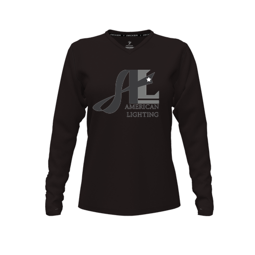 [FTLVCFBK-FYXS-LOGO3] Decker Comfort T-Shirt (Female Youth XS, Black, V Neck, Logo 3, Long Sleeve)