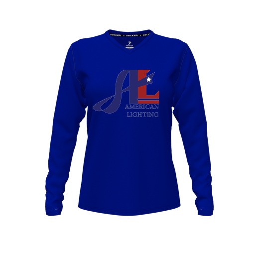[FTLVPTRY-FYXS-LOGO1] Decker Performance T-Shirt (Female Youth XS, Royal, V Neck, Logo 1, Long Sleeve)