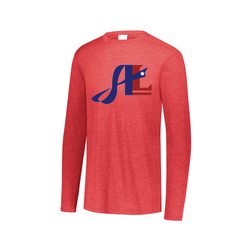 [FTLCUBRD-AXS-LOGO2] Decker Men's Tri-Blend T-Shirt - Long Sleeve (Adult XS, Red, Logo 2)