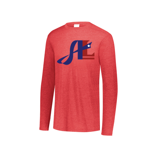 [FTLCUBRD-YS-LOGO2] Decker Youth Tri-Blend T-Shirt - Long Sleeve (Youth S, Red, Logo 2)